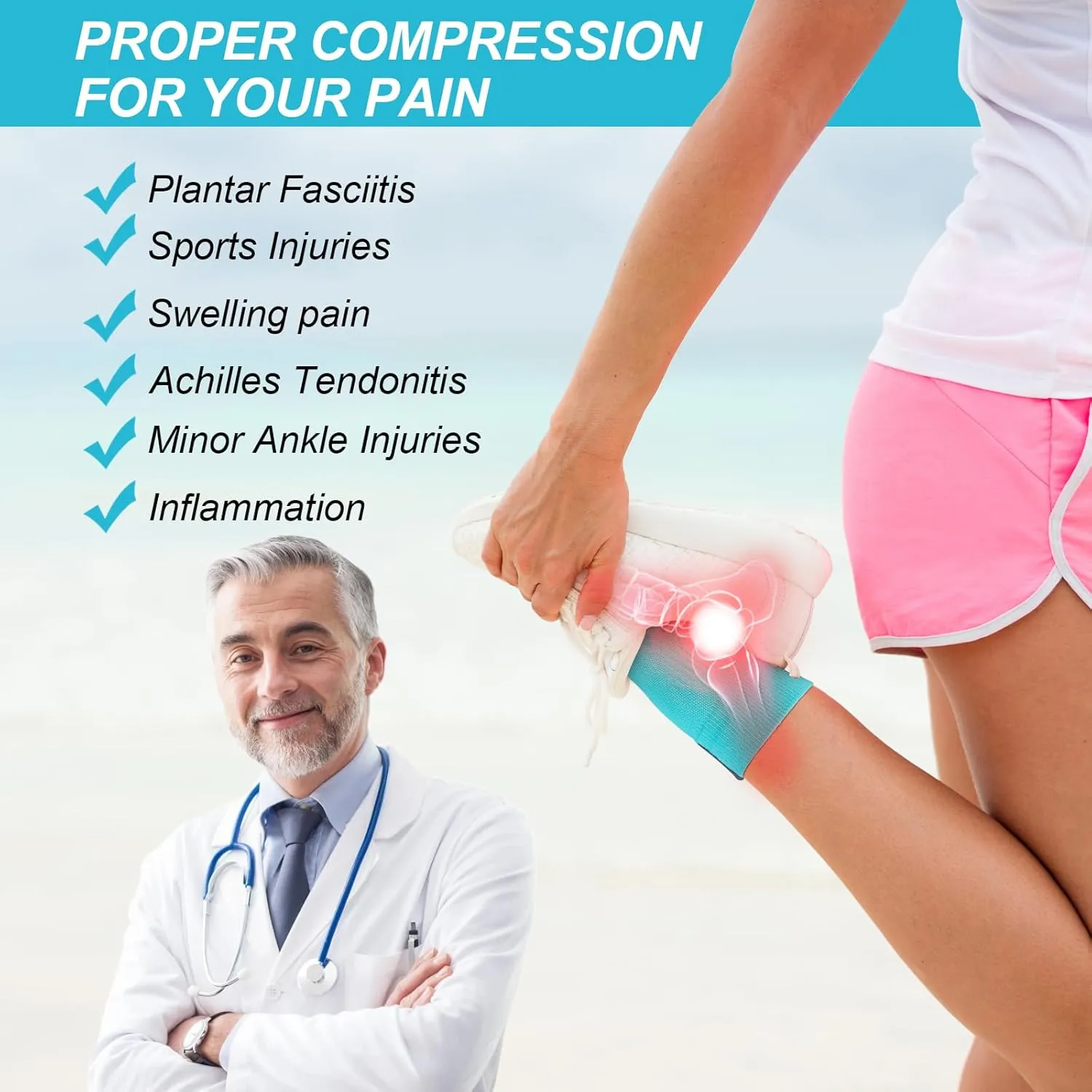 PAPLUS Ankle Compression Socks for Women 6 Pairs, Running Athletic Socks with Arch SupportPlantar Fasciitis Socks