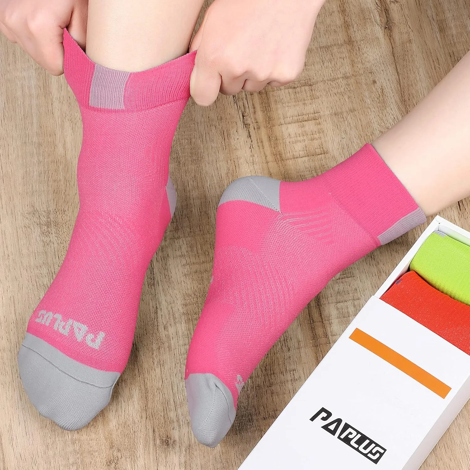 PAPLUS Ankle Compression Socks for Women 6 Pairs, Running Athletic Socks with Arch SupportPlantar Fasciitis Socks
