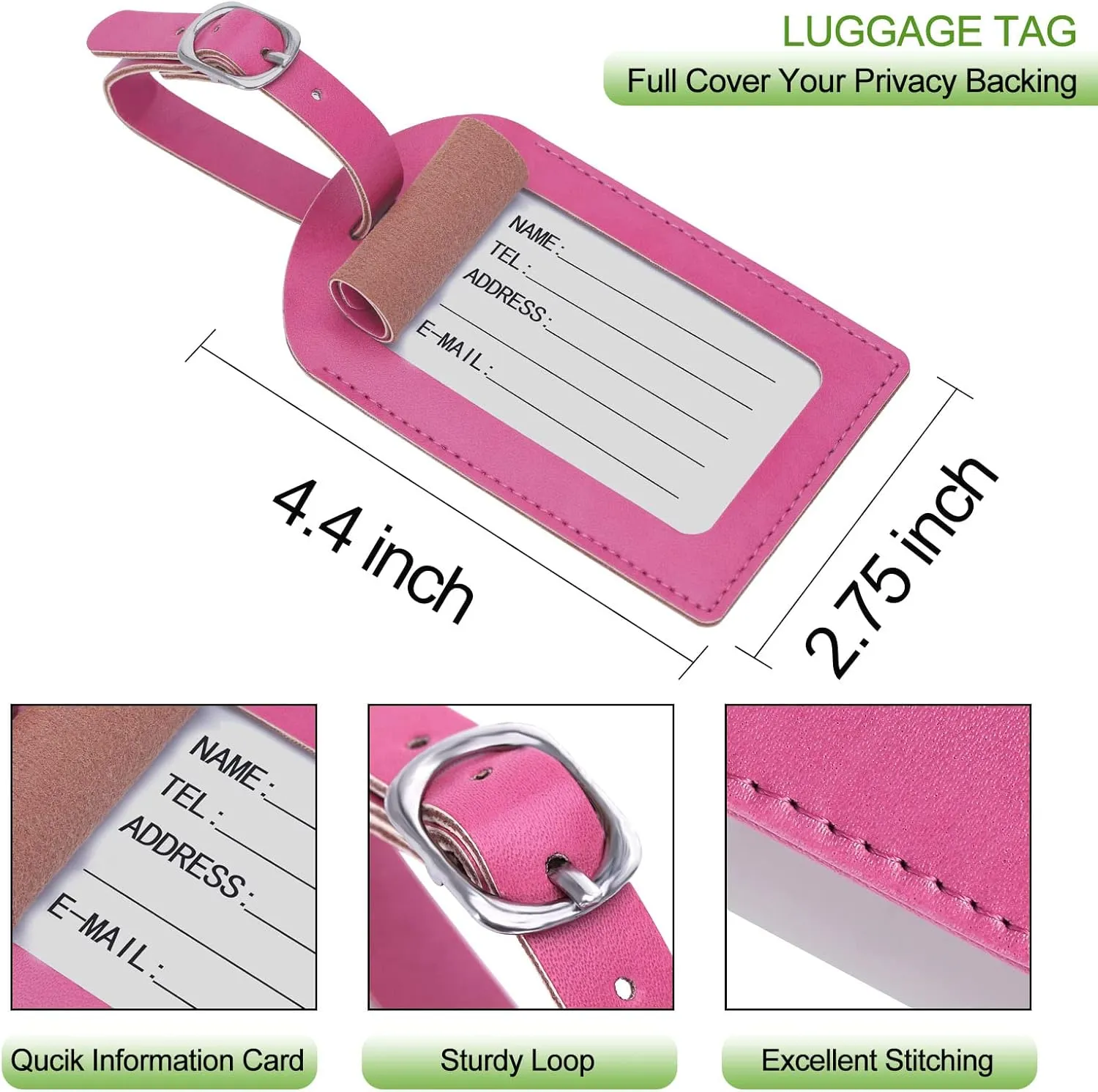 Passport Holder With Luggage Tag Cover Wallet RFID Blocking Leather Case Travel Essentials Accessories Travel Must Have(114#Pink)