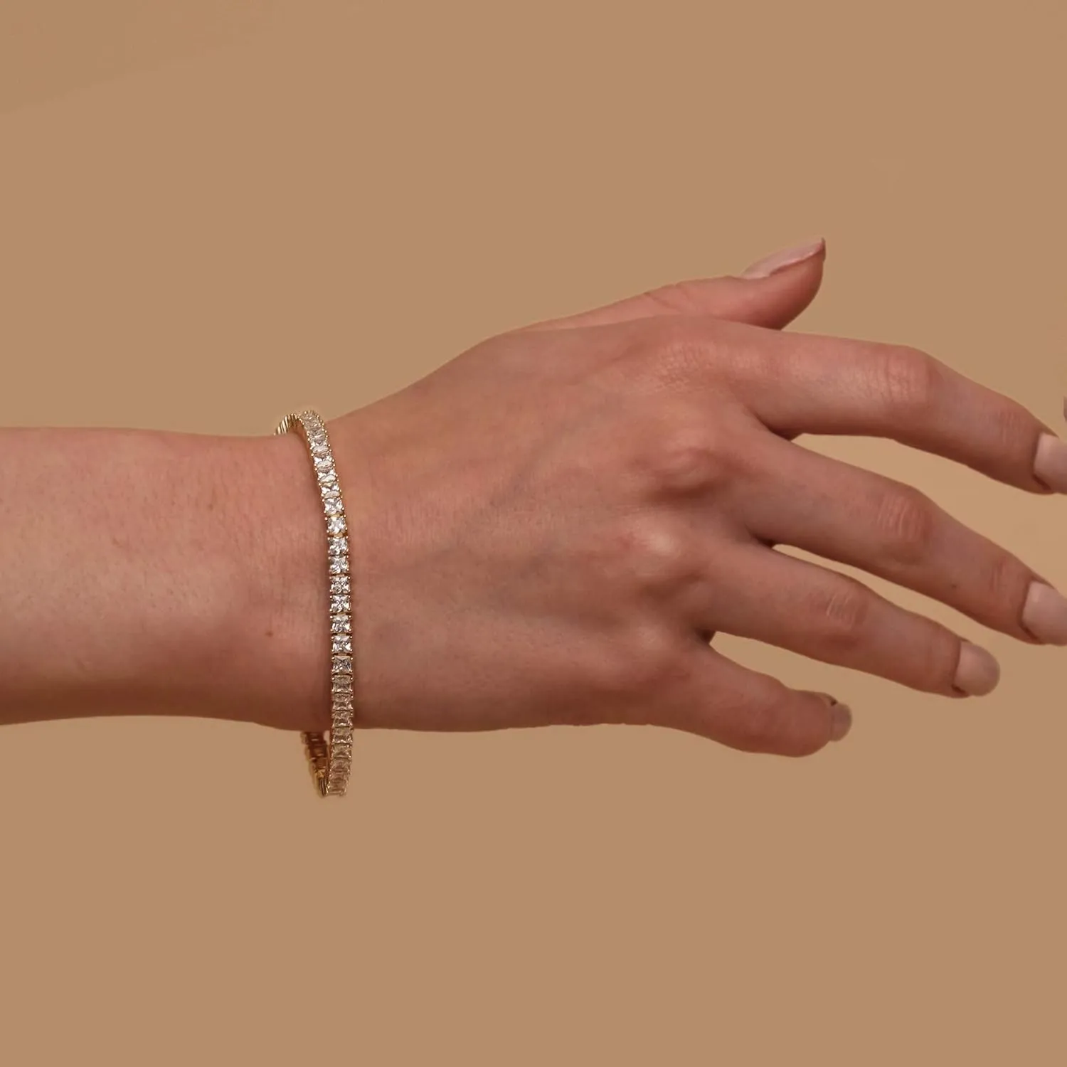 PAVOI 14K Gold Plated Cubic Zirconia Classic Tennis Bracelet | Gold Bracelets for Women | 4mm CZ, Size 6.5-7.5 Inch