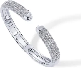 PAVOI 14K Gold Plated Cubic Zirconia Pave Bangle for Women | Cuff Bracelet