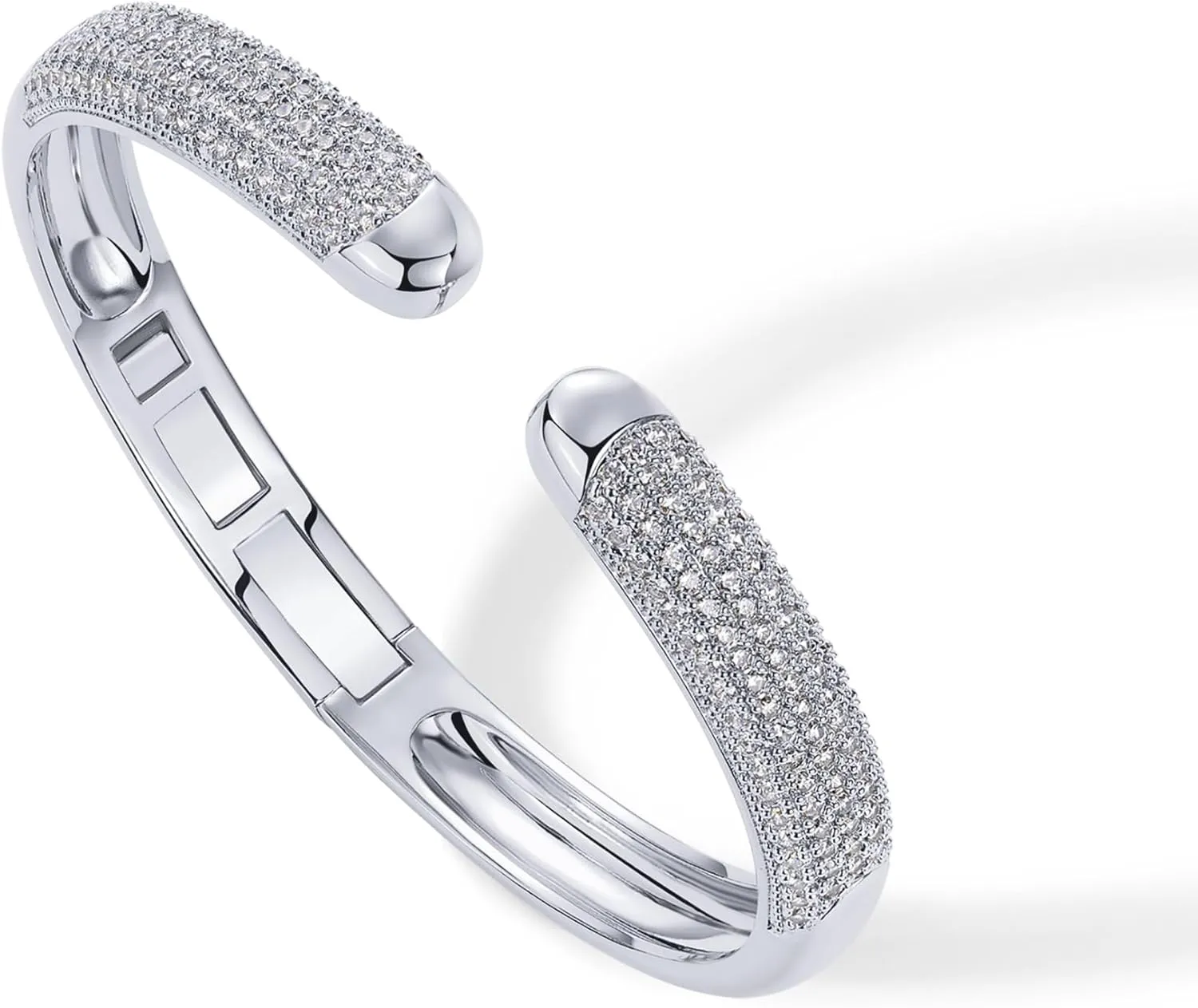 PAVOI 14K Gold Plated Cubic Zirconia Pave Bangle for Women | Cuff Bracelet