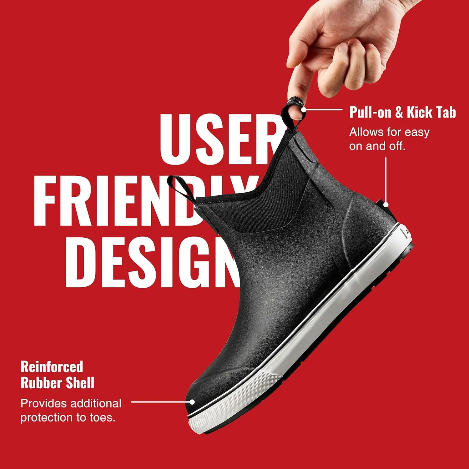 Piscifun Men s Deck Boots, Waterproof Fishing Rain Boots, Anti-Slip Rubber Boots with Breathable Neoprene Lining