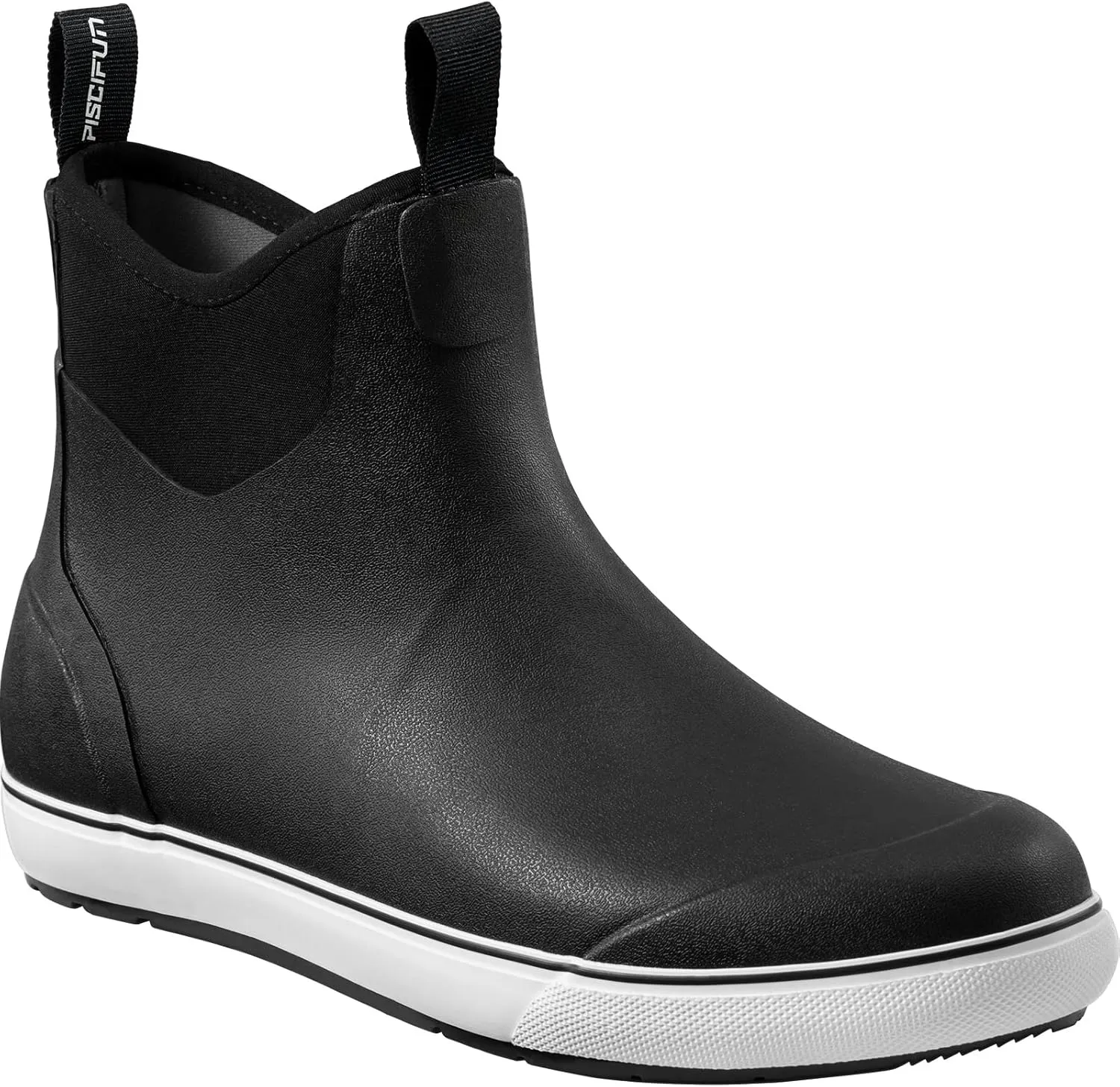 Piscifun Men s Deck Boots, Waterproof Fishing Rain Boots, Anti-Slip Rubber Boots with Breathable Neoprene Lining