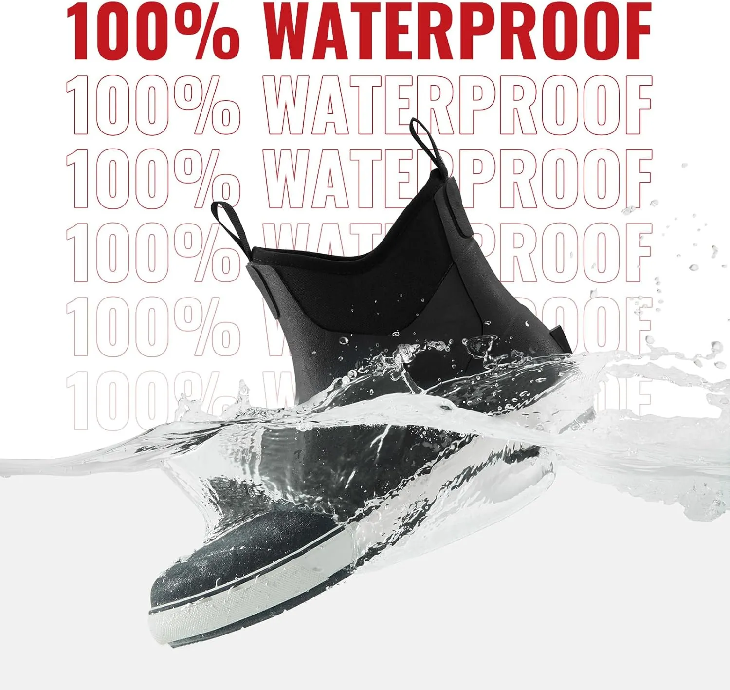 Piscifun Men s Deck Boots, Waterproof Fishing Rain Boots, Anti-Slip Rubber Boots with Breathable Neoprene Lining