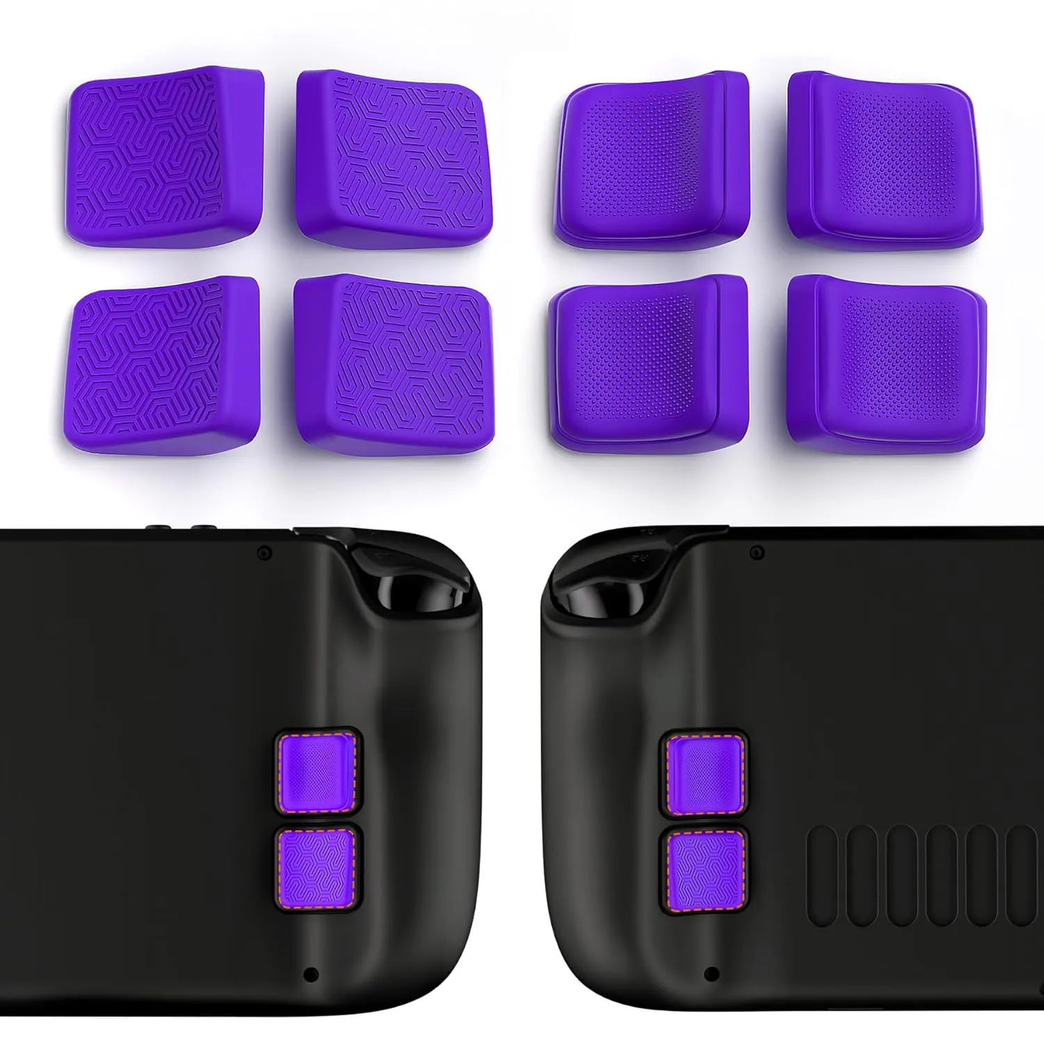 PlayVital Mix Version Back Button Enhancement Set for Steam Deck LCD, Grip Improvement Button Protection Kit for Steam Deck OLED - Streamlined & Studded Design - Purple