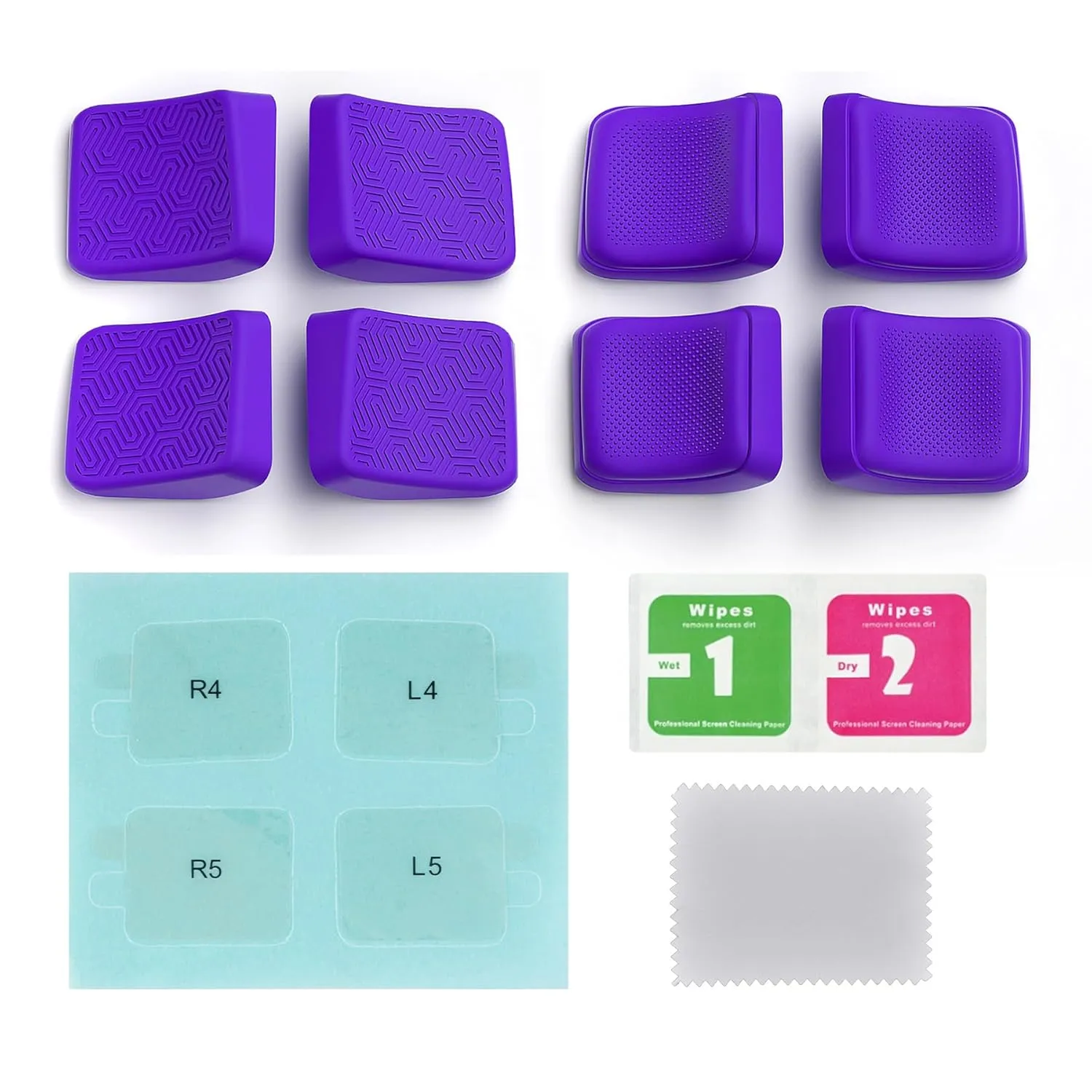 PlayVital Mix Version Back Button Enhancement Set for Steam Deck LCD, Grip Improvement Button Protection Kit for Steam Deck OLED - Streamlined & Studded Design - Purple