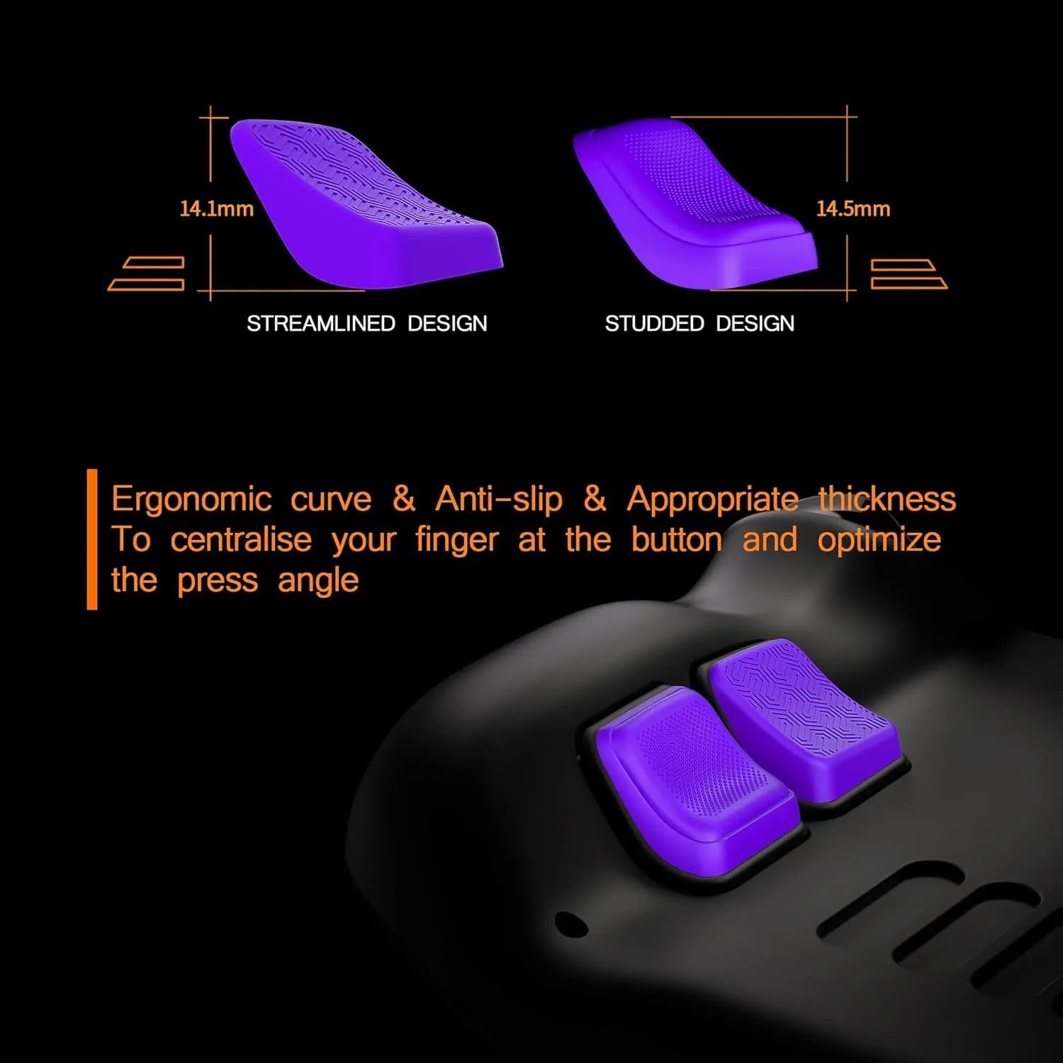 PlayVital Mix Version Back Button Enhancement Set for Steam Deck LCD, Grip Improvement Button Protection Kit for Steam Deck OLED - Streamlined & Studded Design - Purple