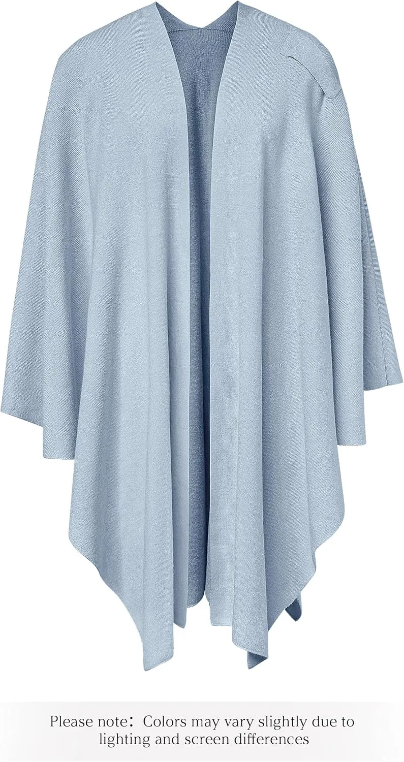 PULI Womens Large Cross Front Poncho Sweater Wrap Topper Knitted Elegant Shawls Cape for Fall Winter