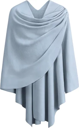 PULI Womens Large Cross Front Poncho Sweater Wrap Topper Knitted Elegant Shawls Cape for Fall Winter