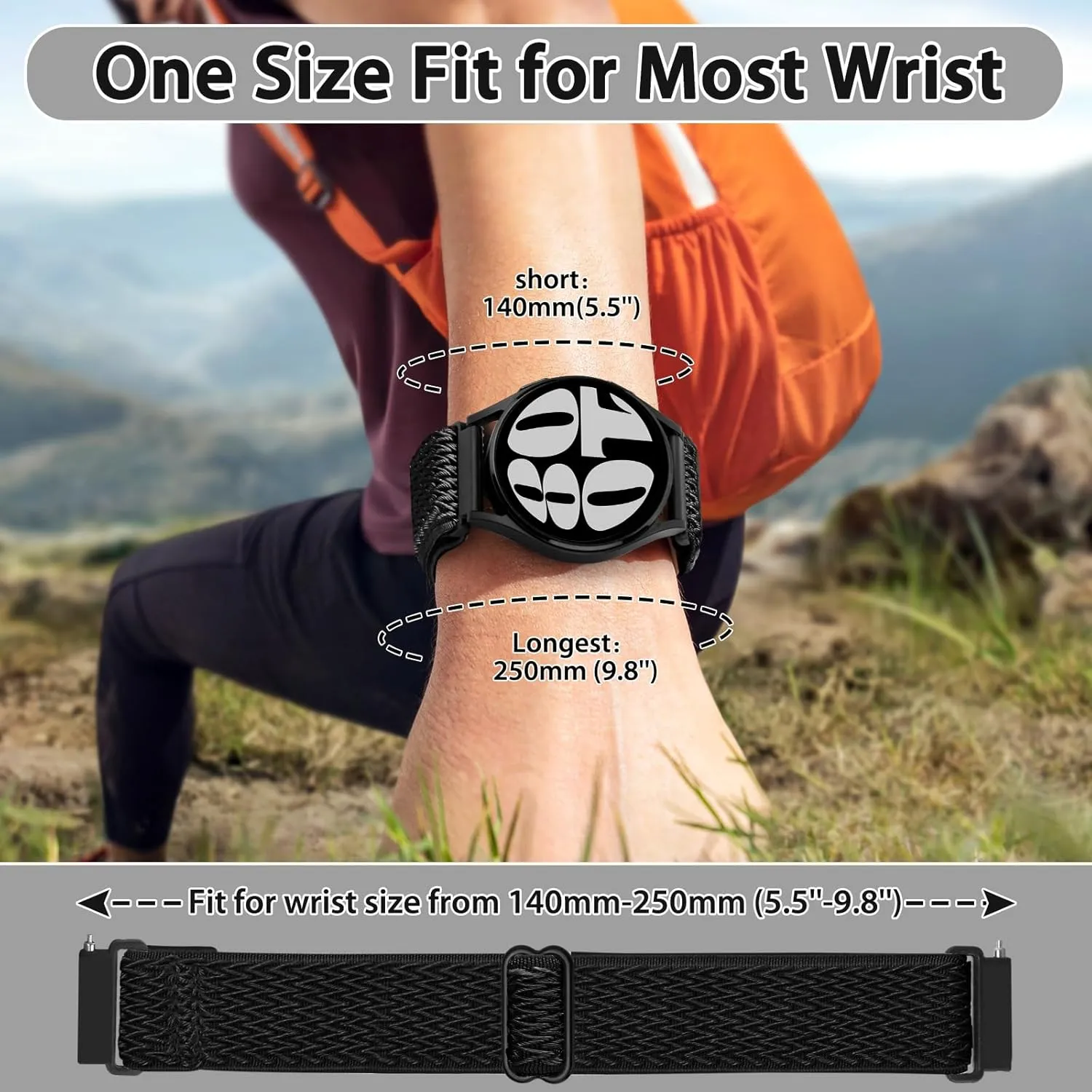 Quick Release Watch Band - Choice of Width -18mm 19mm 20mm 22mm 24mm Watch Bands, Solo Loop Adjustable Elastic Nylon Watch Straps Replacement Wristband for Men Women