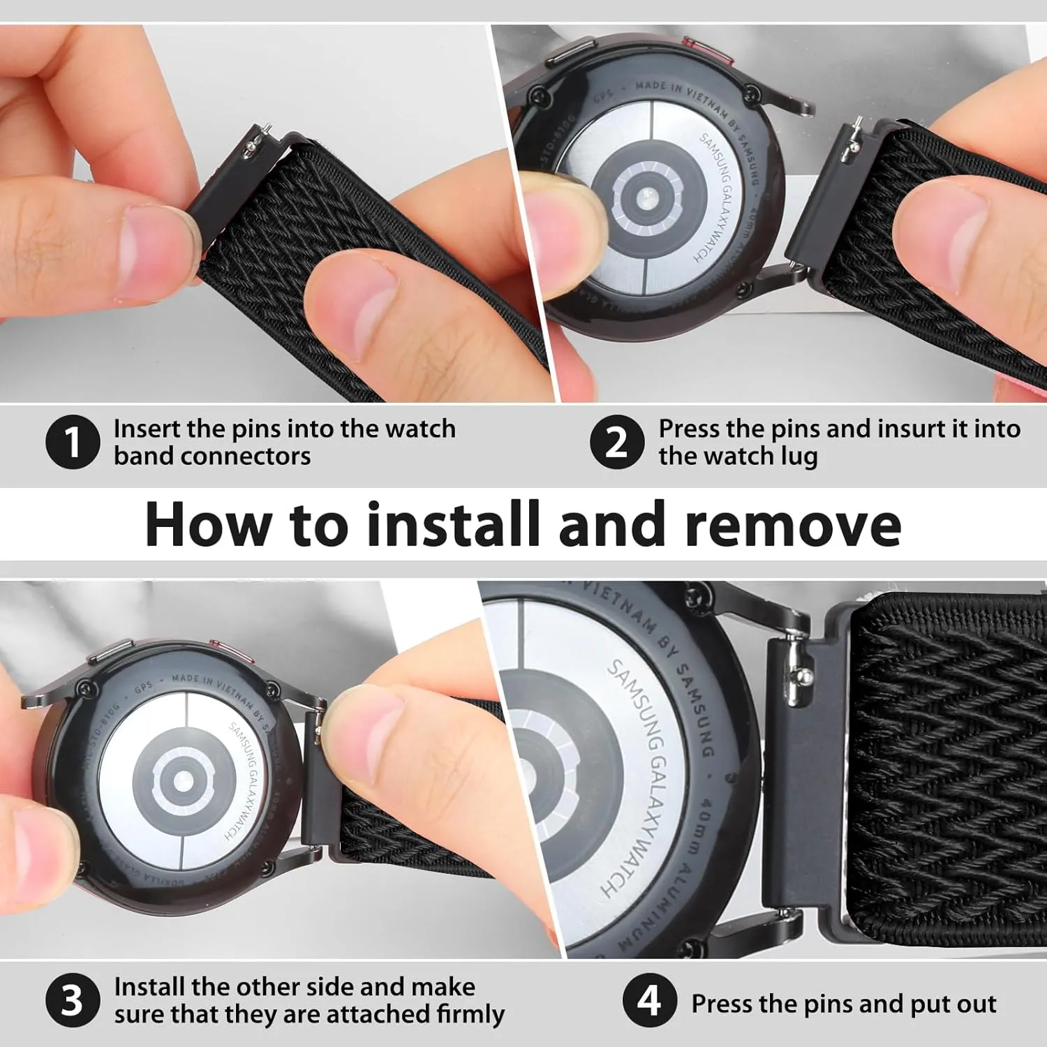 Quick Release Watch Band - Choice of Width -18mm 19mm 20mm 22mm 24mm Watch Bands, Solo Loop Adjustable Elastic Nylon Watch Straps Replacement Wristband for Men Women