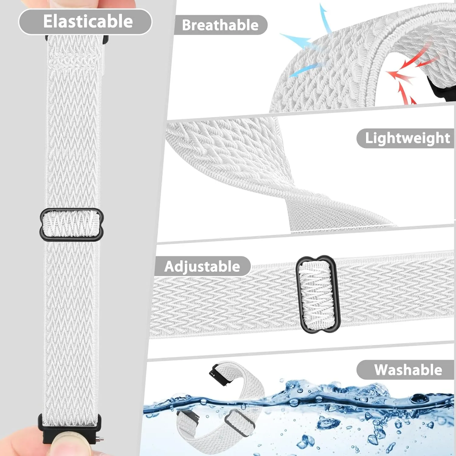 Quick Release Watch Band - Choice of Width -18mm 19mm 20mm 22mm 24mm Watch Bands, Solo Loop Adjustable Elastic Nylon Watch Straps Replacement Wristband for Men Women