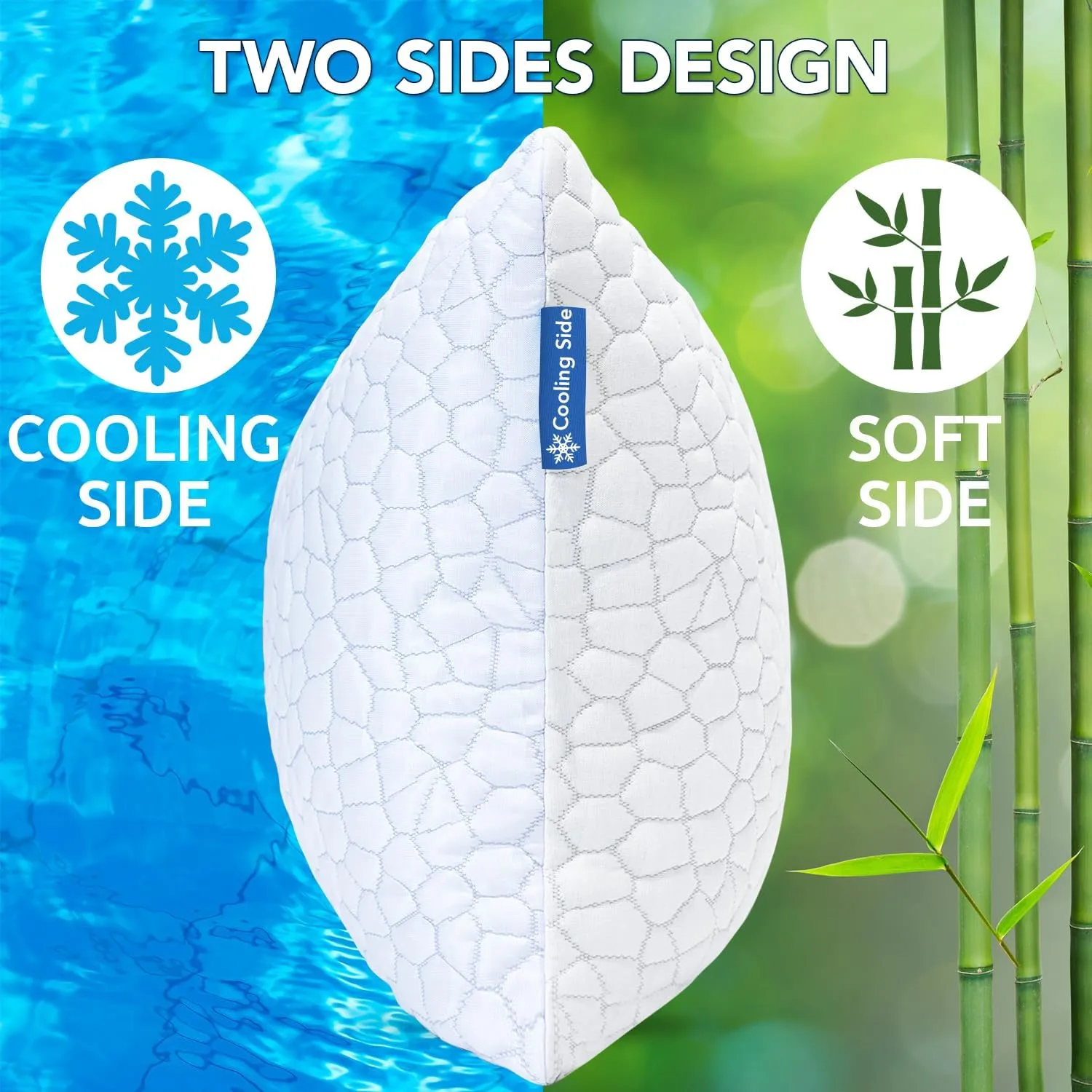 QUTOOL Cooling Pillows for Sleeping 2 Pack, Shredded Memory Foam Bed Pillows Queen Size Set of 2, Gel Pillows for Hot Sleepers Cool Pillow for Side Back and Stomach Sleepers, Cold Pillows, Supportive