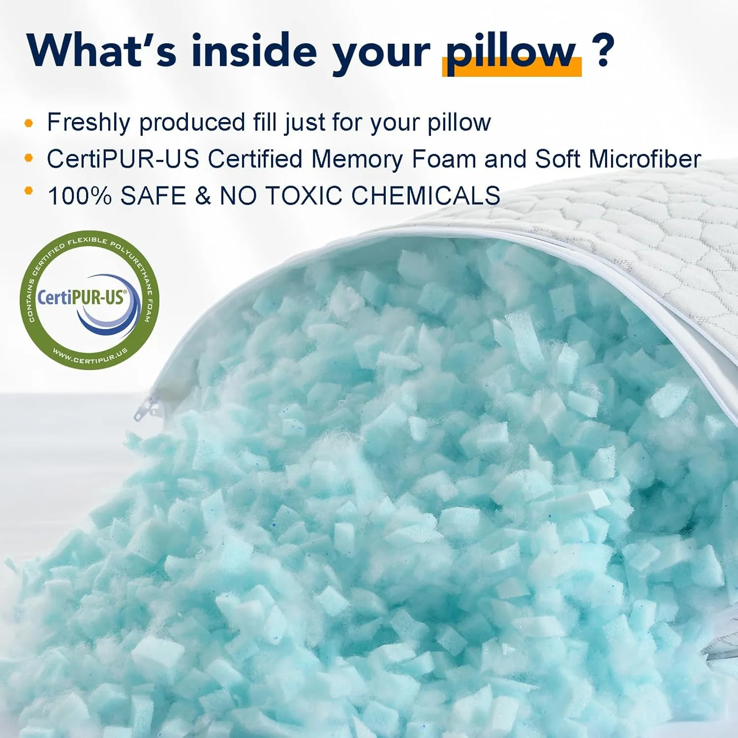 QUTOOL Cooling Pillows for Sleeping 2 Pack, Shredded Memory Foam Bed Pillows Queen Size Set of 2, Gel Pillows for Hot Sleepers Cool Pillow for Side Back and Stomach Sleepers, Cold Pillows, Supportive