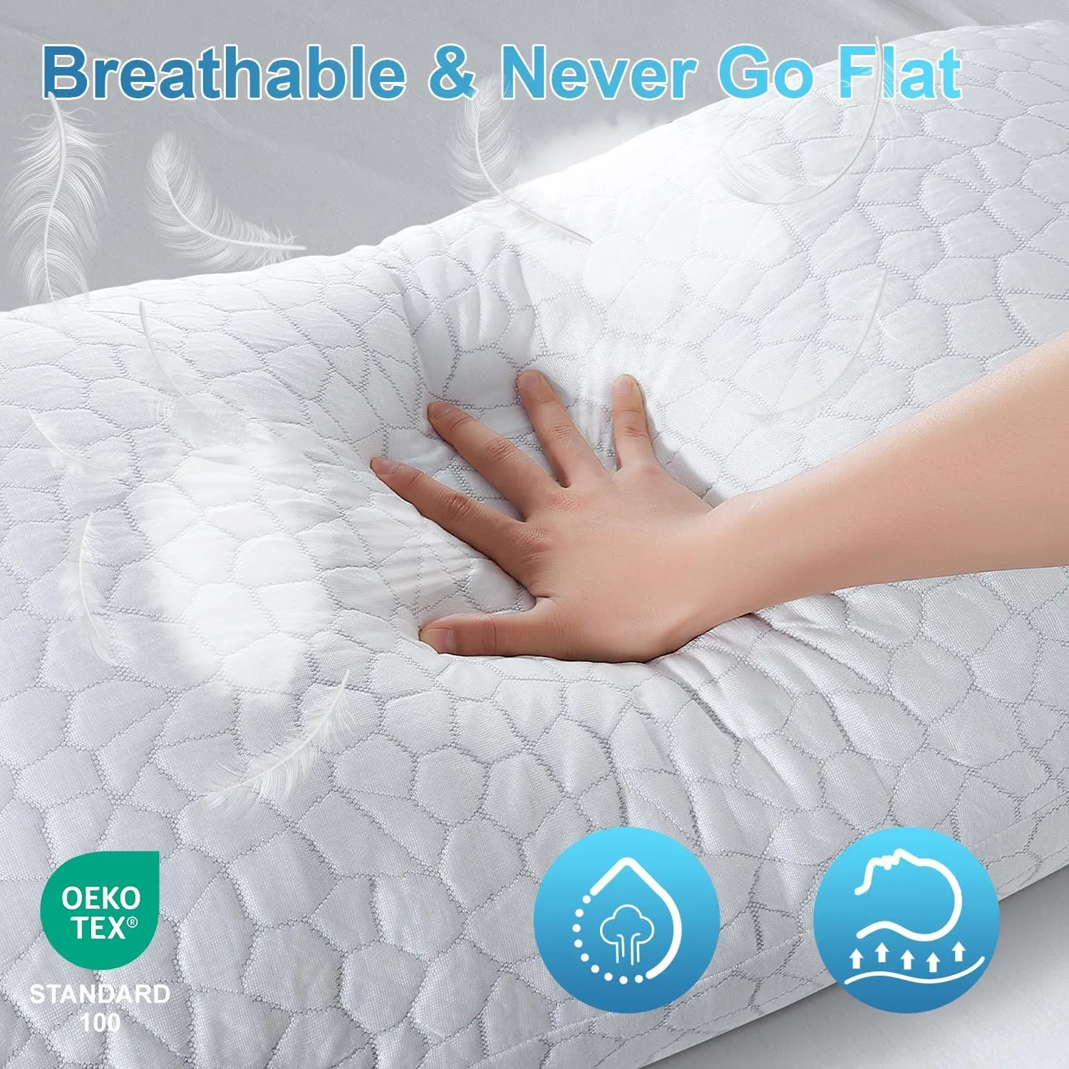 QUTOOL Cooling Pillows for Sleeping 2 Pack, Shredded Memory Foam Bed Pillows Queen Size Set of 2, Gel Pillows for Hot Sleepers Cool Pillow for Side Back and Stomach Sleepers, Cold Pillows, Supportive
