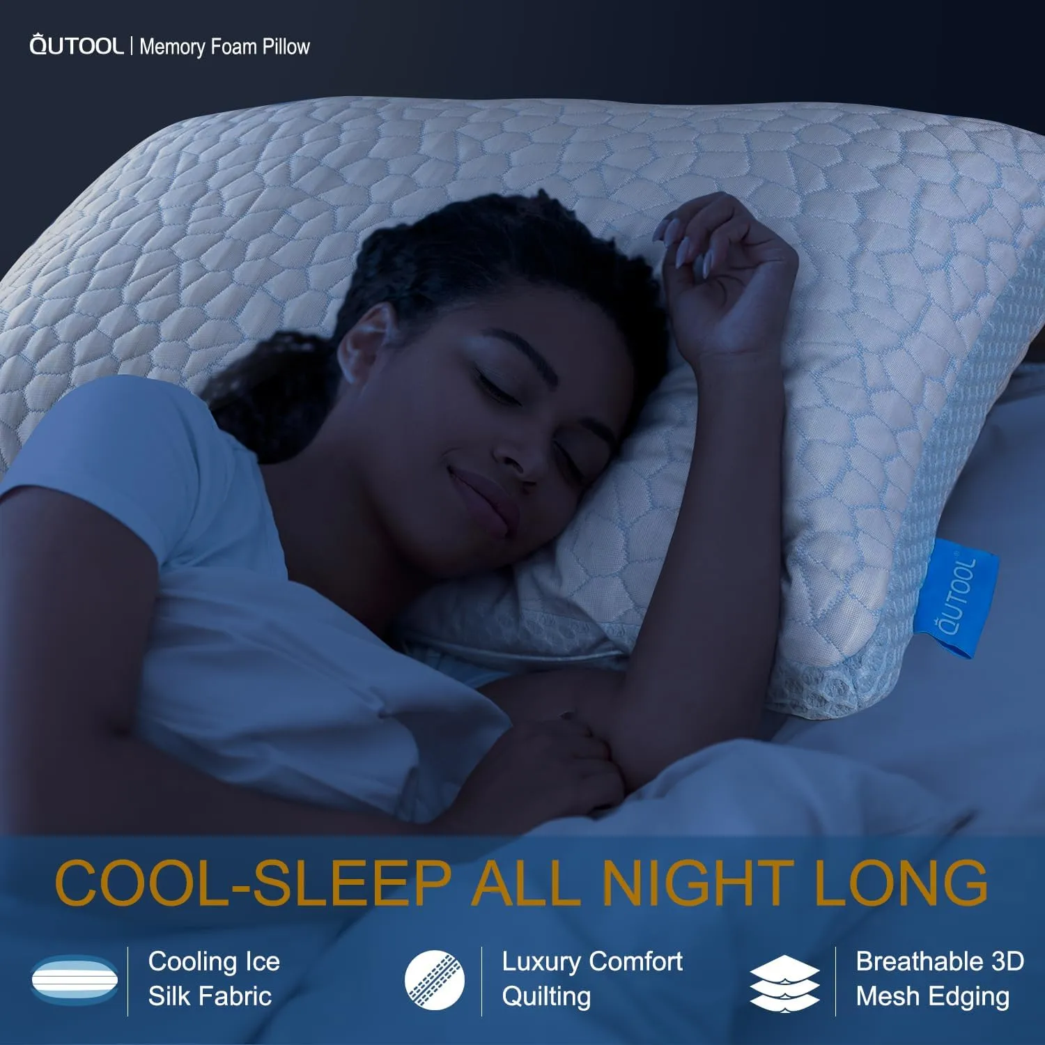 QUTOOL Enhanced Cooling Pillows for Sleeping, Shredded Memory Foam Pillows 2 Pack, Bed Pillows Queen Size Set of 2, Support Yet Soft Pillow for Side, Back Sleepers