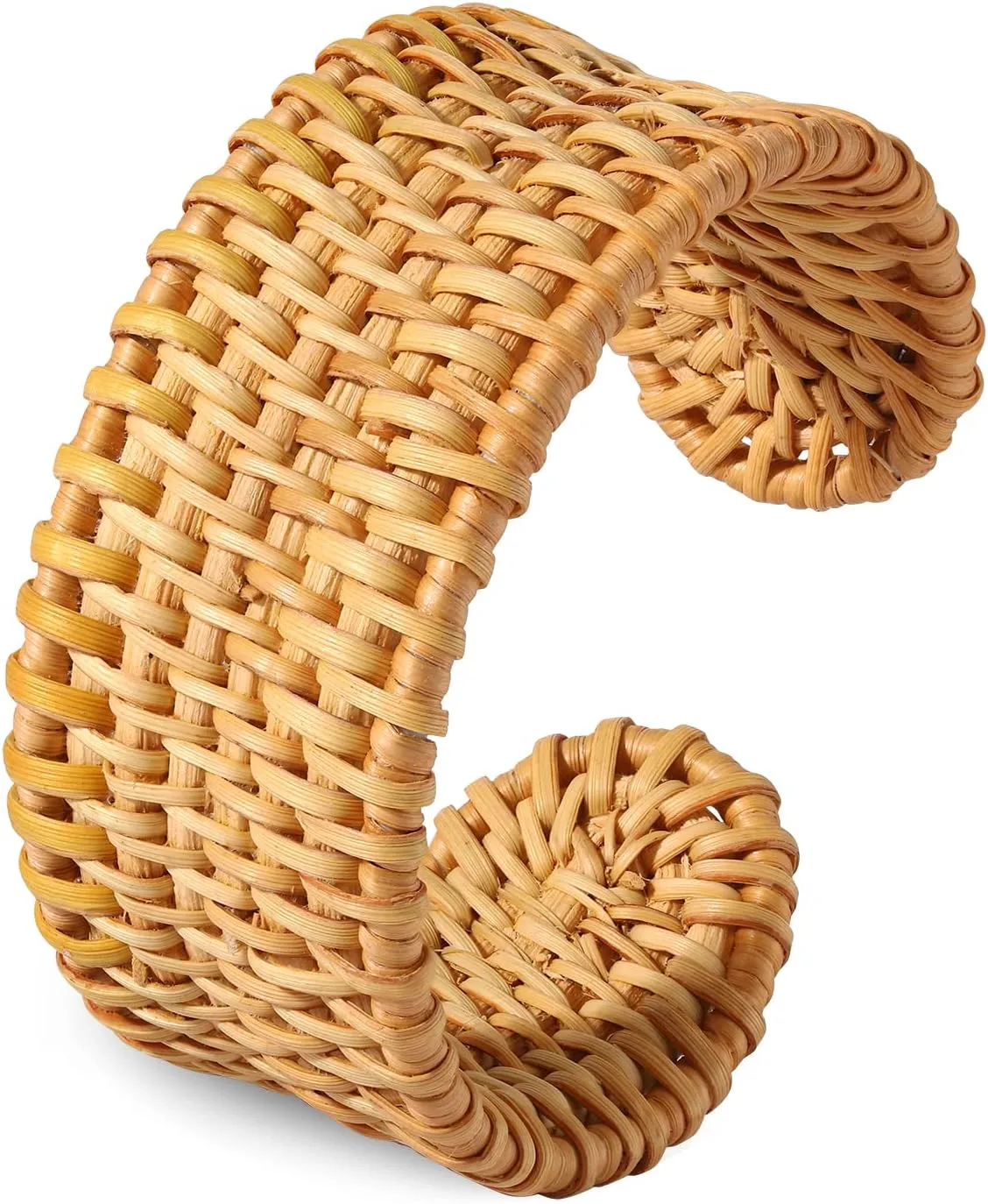 Rattan Bracelet Handmade Lightweight Straw Wicker Braid Cuff Bangle Bracelet Statement Adjustable Bohemian Rattans Woven Chunky Bracelets for Summer Wrist Jewelry