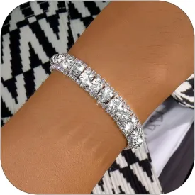 Rhinestone Bracelet for Women Silver Prom Jewelry Cuff Crystal Tennis Bracelets Formal Wedding Party Dress Outfits Accessories