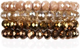 RIAH FASHION Bohemian Multi-Layer Beaded Stacking Bracelet - Versatile Stretch Strand Statement Wrap Slip-on Cuff Bangle Shiny Crystal Bead Metallic, USA Flag, Rainbow Pride