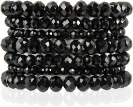 RIAH FASHION Bohemian Multi-Layer Beaded Stacking Statement Bracelets - Versatile Stretch Strand Sparkly Crystal Beads Wrap Slip-on Cuff Bangle Set