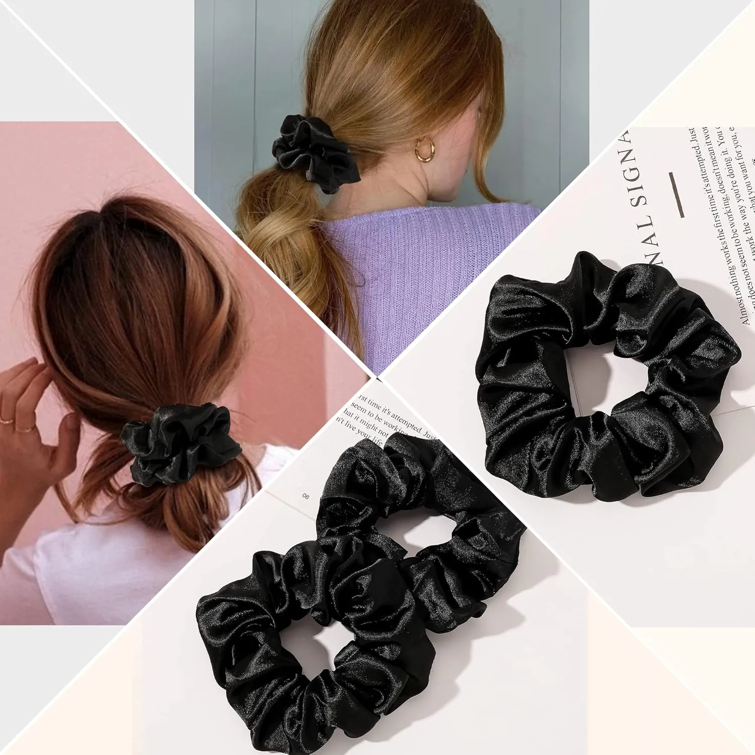 Scrunchies Hair Ties Satin Scrunchies Soft than Silk Scrunchies Elastics Bands Ponytail Holder Pack of Neutral Scrubchy Hair Accessories Women Girls (8pcs)