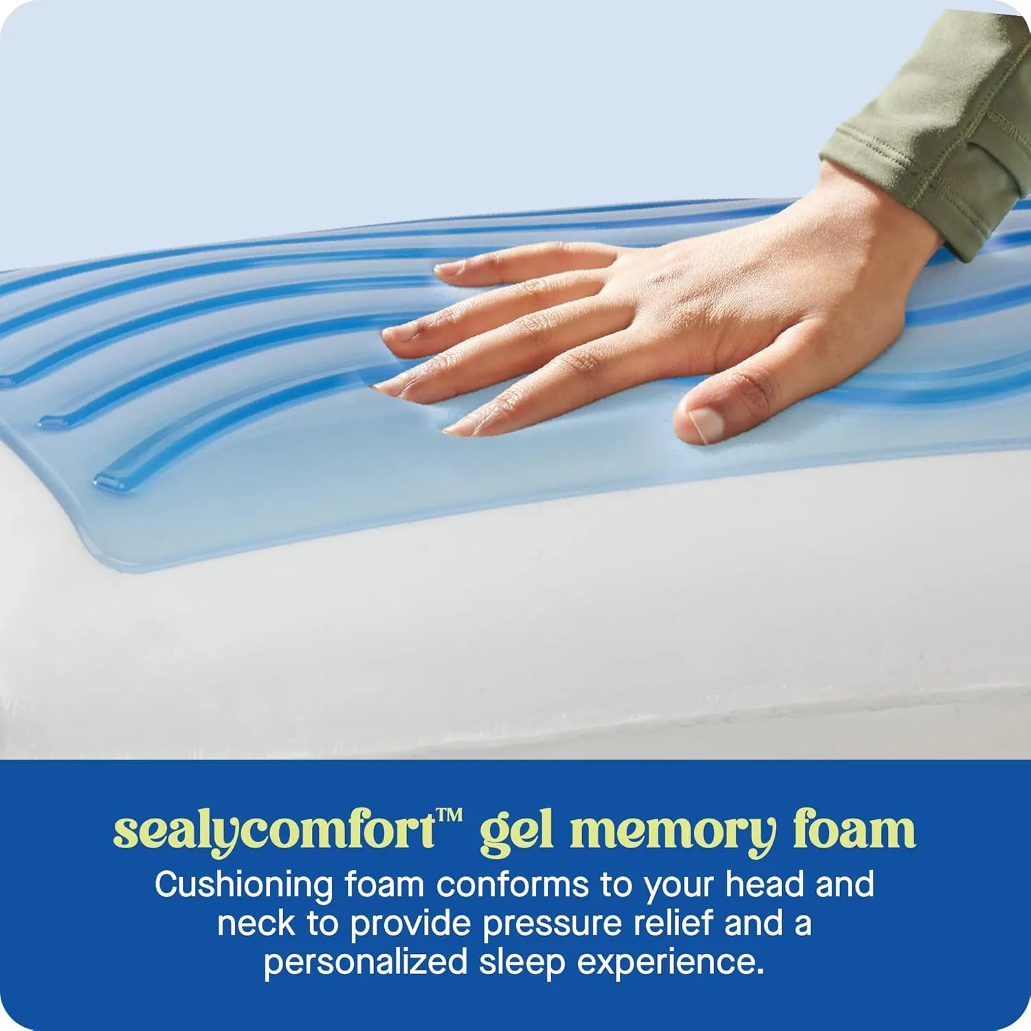 SEALY Dreamlife Standard Size Memory Foam Cooling Pillow with SealyChill Cooling Gel, Removable Machine-Washable Cover, Designed and Built in The USA