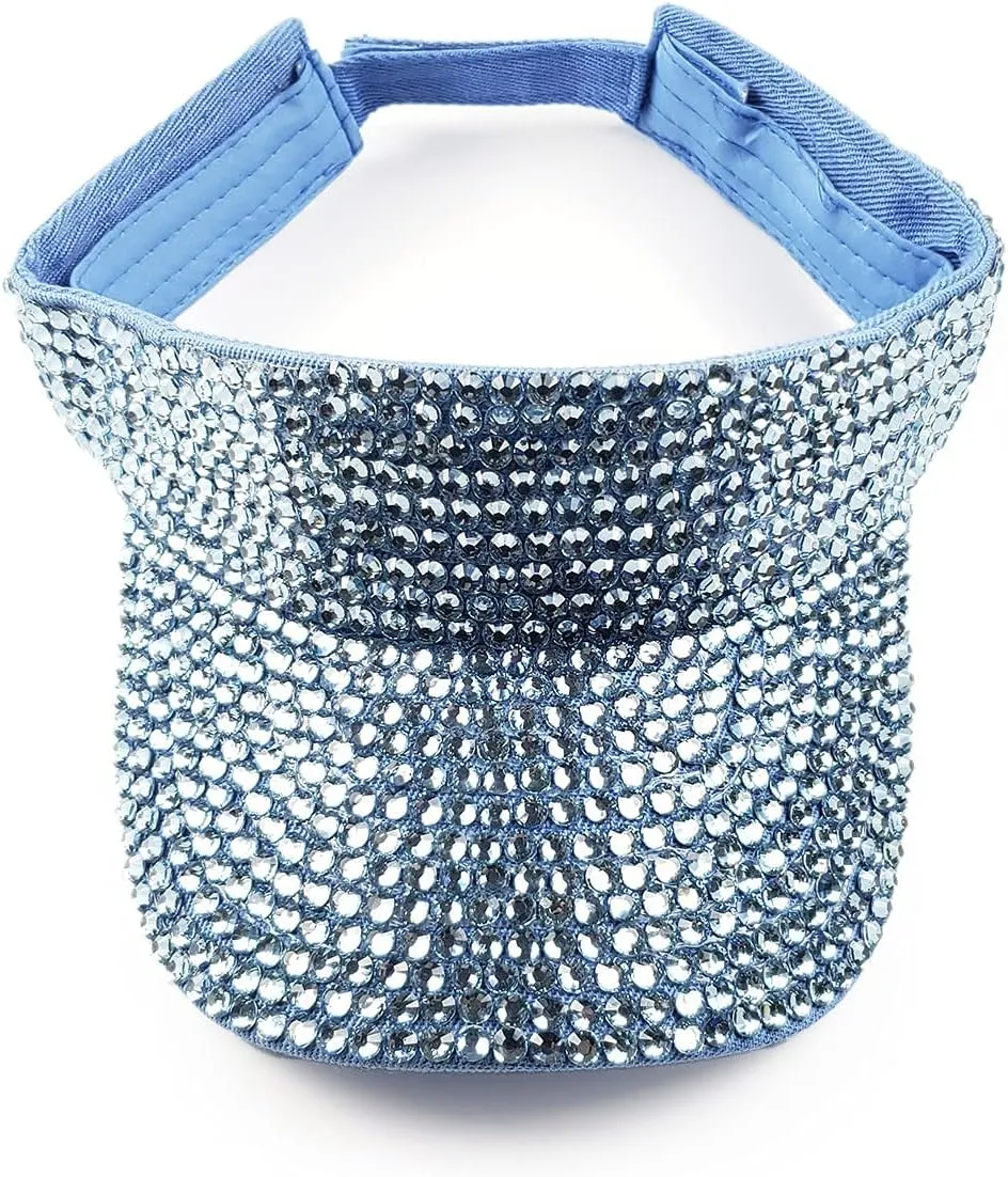 Shiny Rhinestone Sport Sun Visor Hat Adjustable Summer Cap for Women Men Golf Tennis Cycling Running Jogging