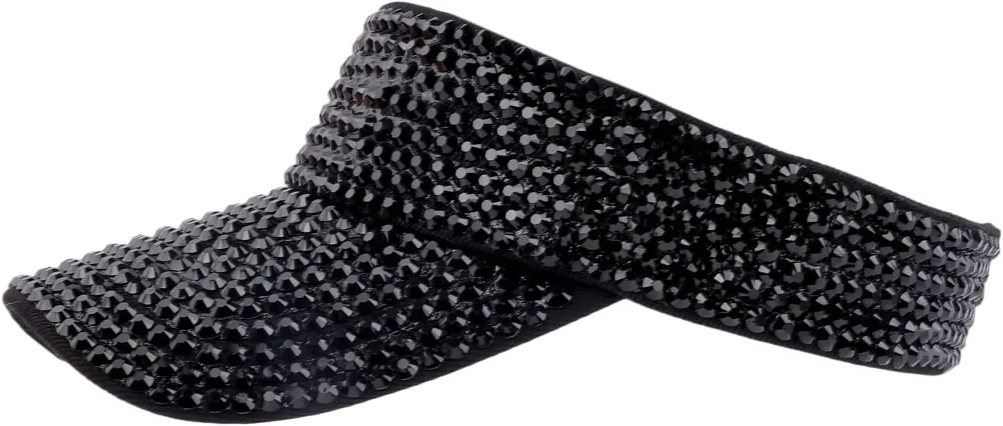 Shiny Rhinestone Sport Sun Visor Hat Adjustable Summer Cap for Women Men Golf Tennis Cycling Running Jogging