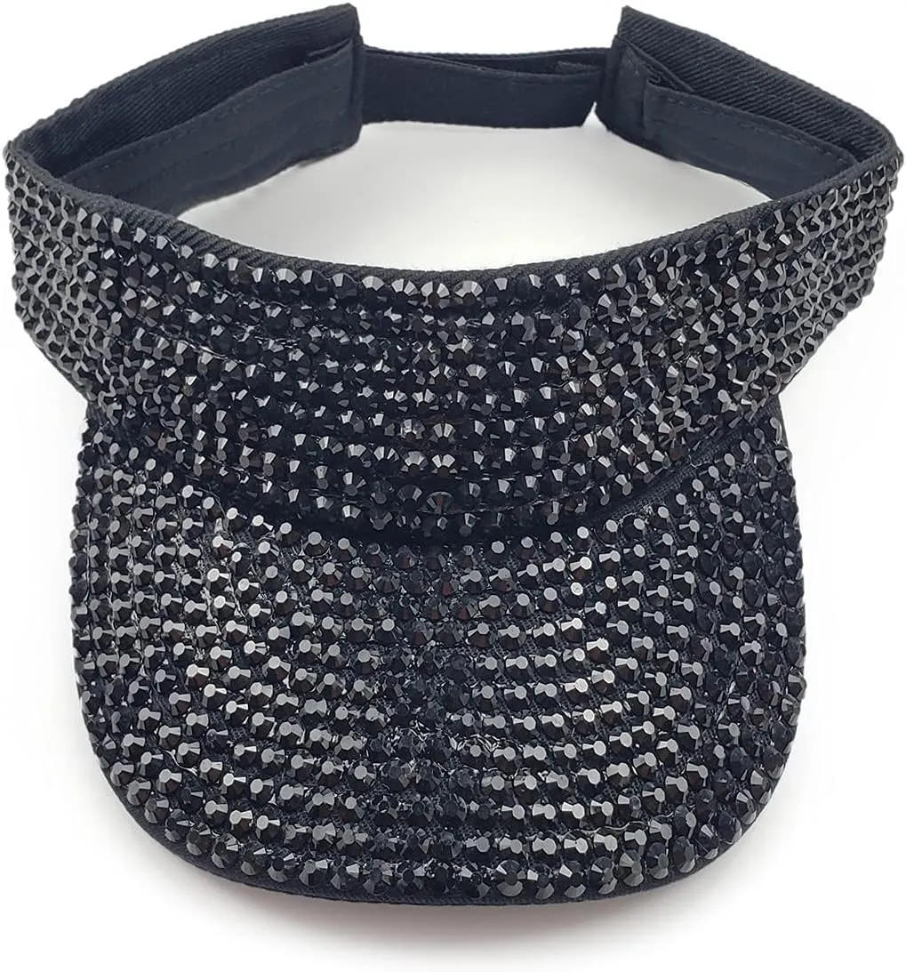 Shiny Rhinestone Sport Sun Visor Hat Adjustable Summer Cap for Women Men Golf Tennis Cycling Running Jogging