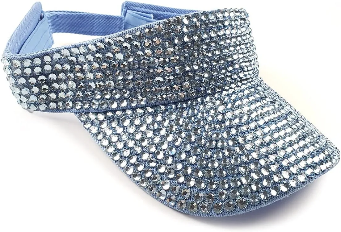 Shiny Rhinestone Sport Sun Visor Hat Adjustable Summer Cap for Women Men Golf Tennis Cycling Running Jogging
