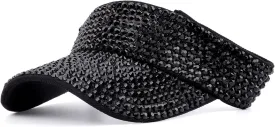Shiny Rhinestone Sport Sun Visor Hat Adjustable Summer Cap for Women Men Golf Tennis Cycling Running Jogging