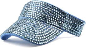 Shiny Rhinestone Sport Sun Visor Hat Adjustable Summer Cap for Women Men Golf Tennis Cycling Running Jogging
