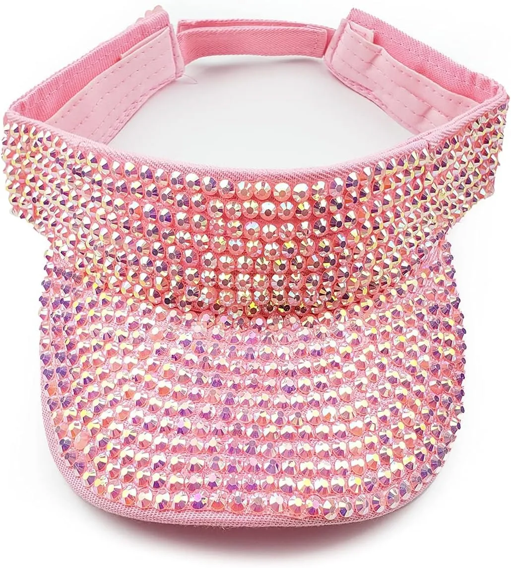 Shiny Rhinestone Sport Sun Visor Hat Adjustable Summer Cap for Women Men Golf Tennis Cycling Running Jogging