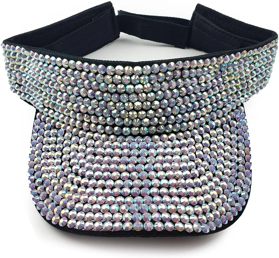 Shiny Rhinestone Sport Sun Visor Hat Adjustable Summer Cap for Women Men Golf Tennis Cycling Running Jogging
