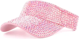 Shiny Rhinestone Sport Sun Visor Hat Adjustable Summer Cap for Women Men Golf Tennis Cycling Running Jogging