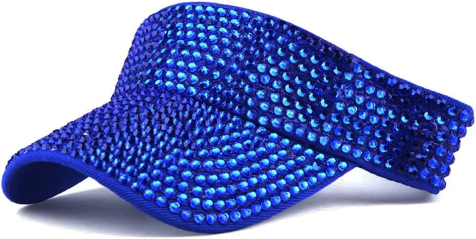 Shiny Rhinestone Sport Sun Visor Hat Adjustable Summer Cap for Women Men Golf Tennis Cycling Running Jogging