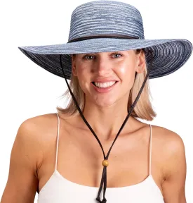 Sloggers Women's Wide Brim Braided Sun Hat with Wind Lanyard - UPF 50  Maximum Sun Protection