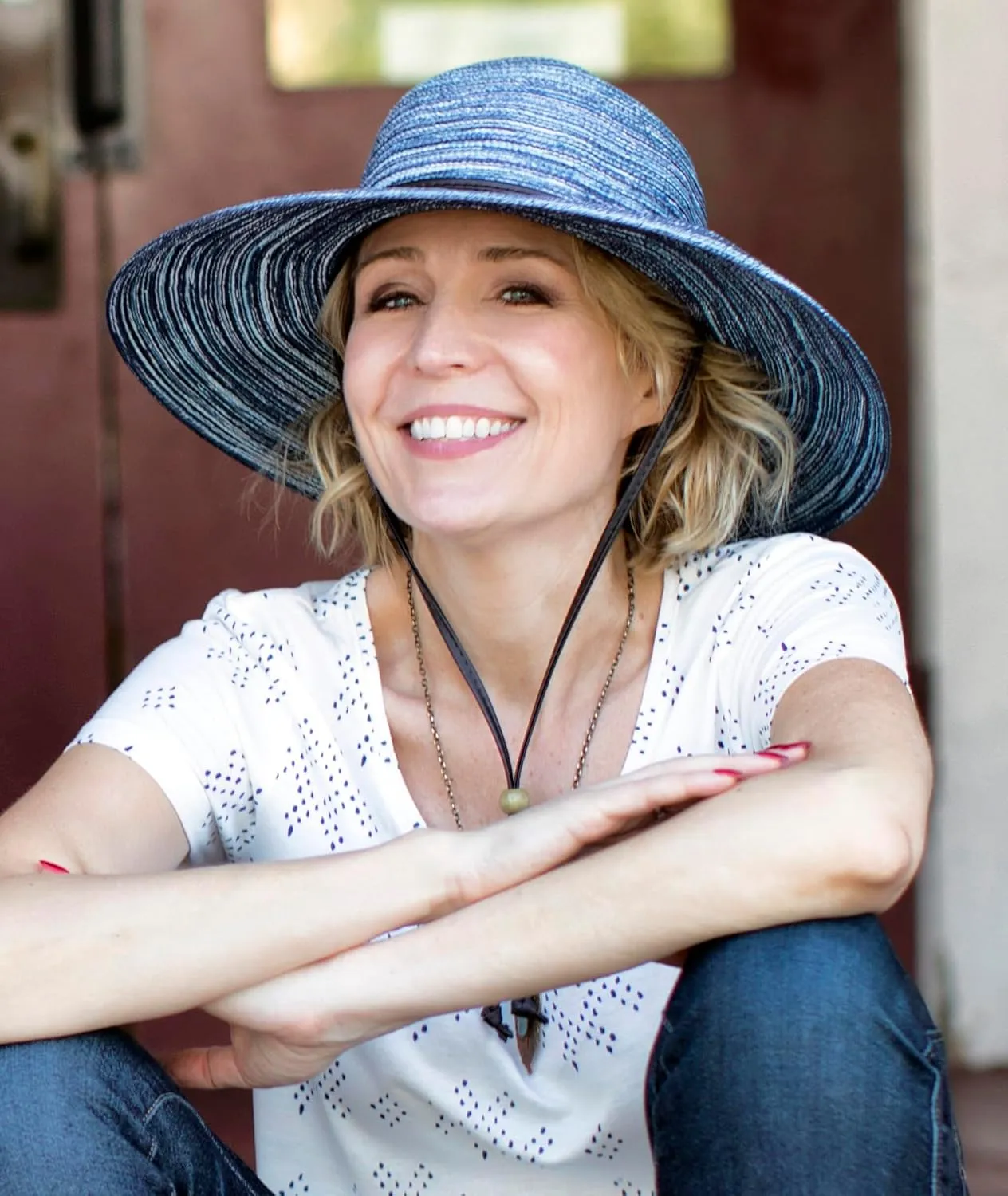 Sloggers Women's Wide Brim Braided Sun Hat with Wind Lanyard - UPF 50  Maximum Sun Protection