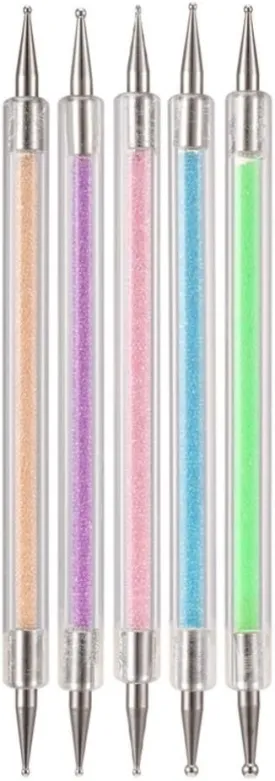 SMYTShop 5PCS Double-end Crystal Dotting Manicure Tools Painting Dot Pen Nail Art Paint Set Colorful (A)