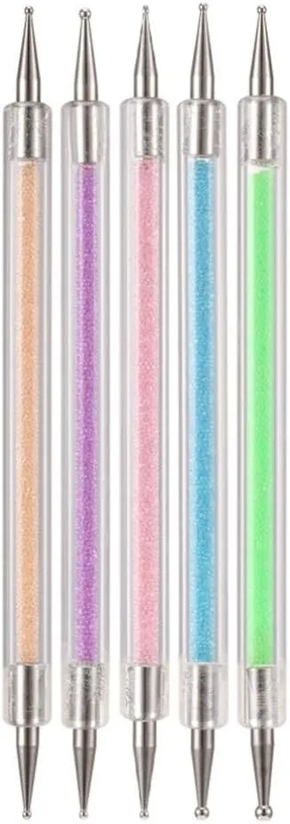 SMYTShop 5PCS Double-end Crystal Dotting Manicure Tools Painting Dot Pen Nail Art Paint Set Colorful (A)