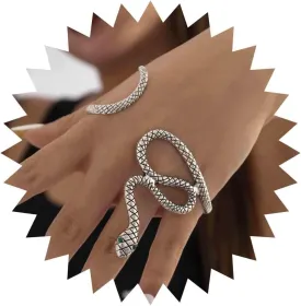 Snake Hand Bracelet Gold Serpent Palm Cuff Bangle Vintage Open Bangle Adjustable Wrap Bracelet Costume Jewelry for Women Girls