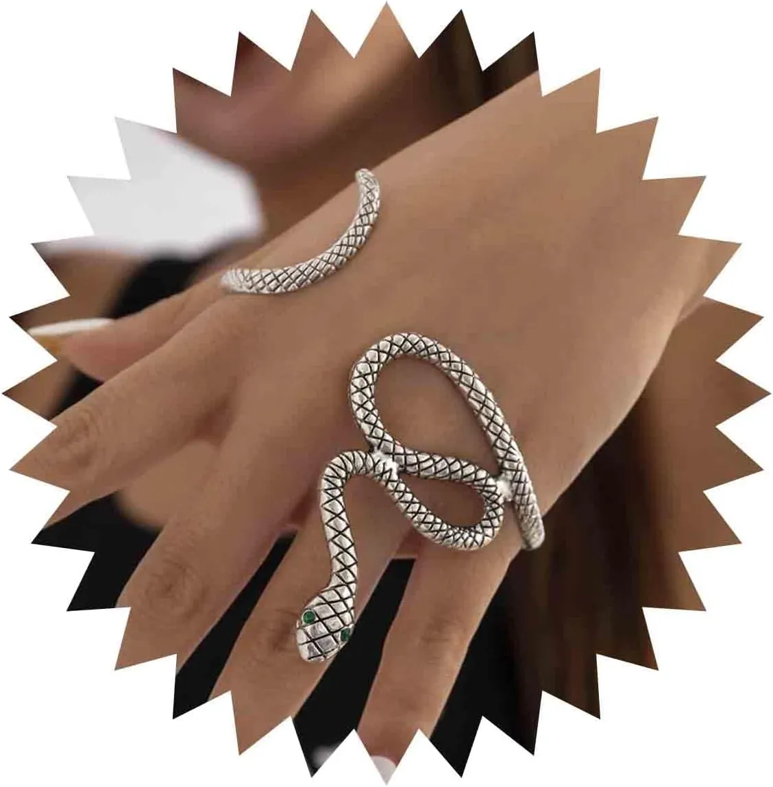 Snake Hand Bracelet Gold Serpent Palm Cuff Bangle Vintage Open Bangle Adjustable Wrap Bracelet Costume Jewelry for Women Girls