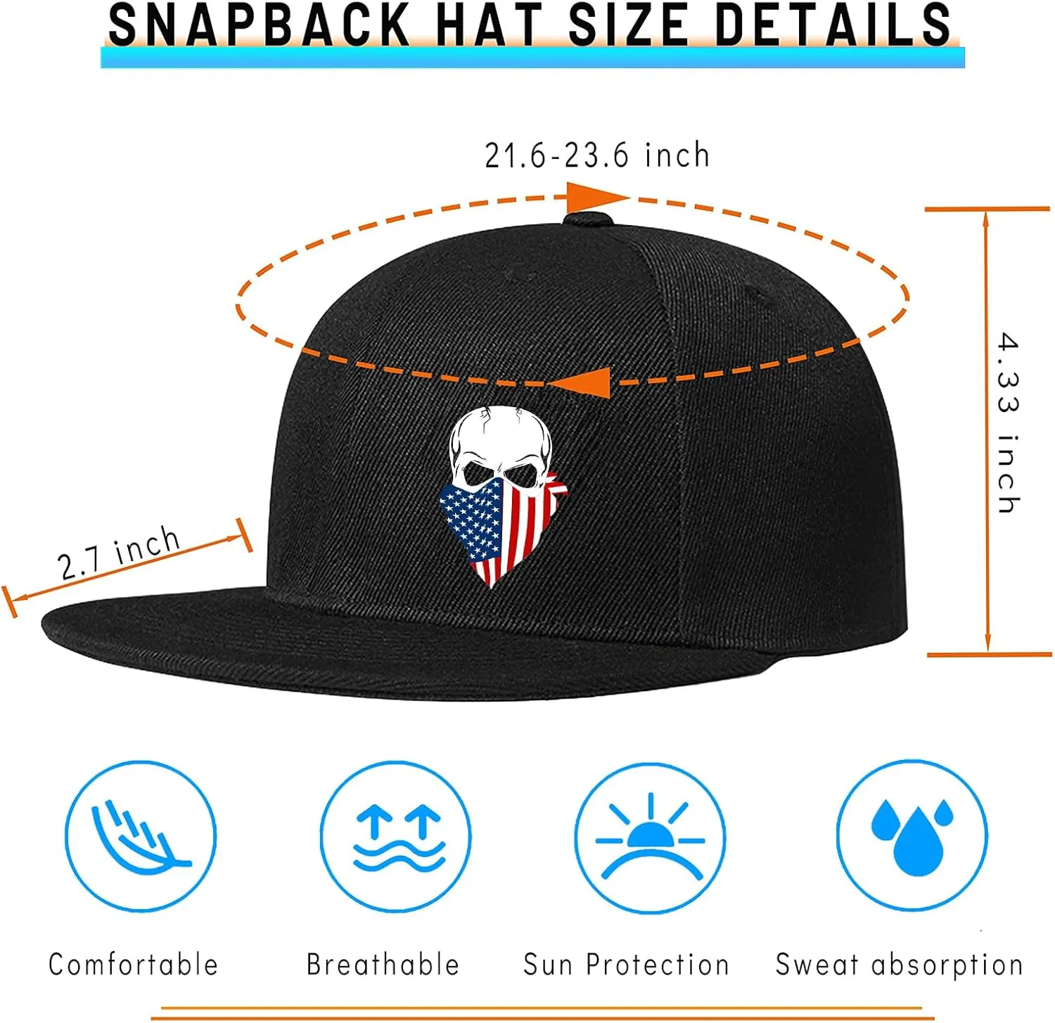 Snapback Flat Bill Fitted Hats for Men - Skateboard Accessories