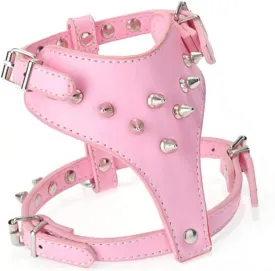 Spikes Studded Dog Harness Spiked Pu Leather Pet Harness Small Dogs Puppy Vest 3 Colors Pink S