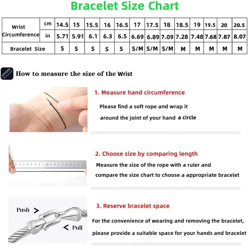 Stainless Steel Twisted Cable Wire Bracelets with Hook Adjustable Cuff Bangle Bracelet Vintage Jewelry Gift for Women