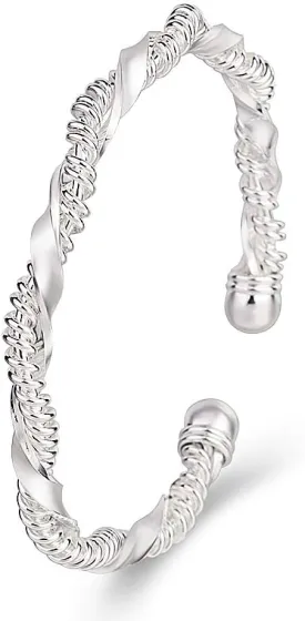Sterling Silver Bangle Bracelets for Women,Fashion Jewelry Simple Adjustable 925 Silver Cuff Bangles for Women Mom Wife Valentine Mothers Day Gift