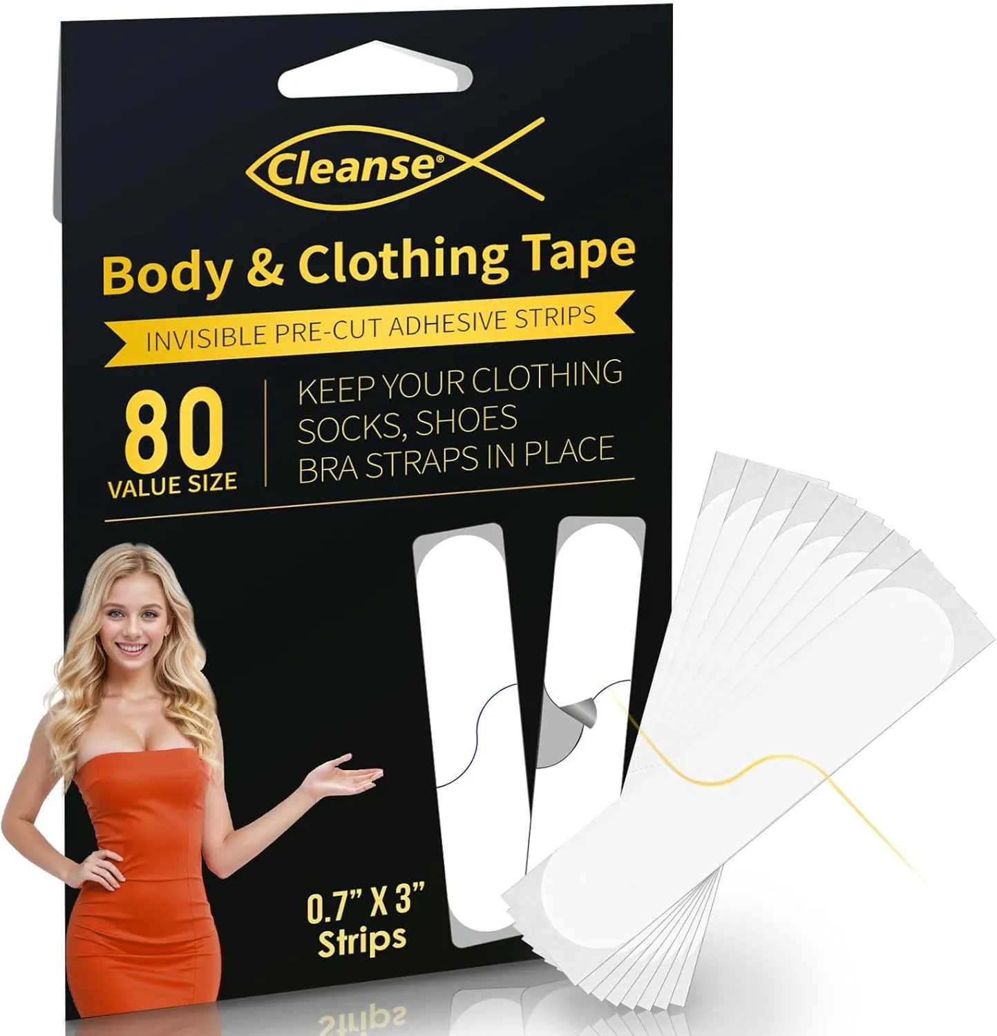 Strips Double Sided Tape for Clothes and Fashion, Clothing Tape to Keep Clothes in Place,Dress Tape Fabric to Skin Heavy Duty