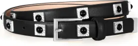 Studded Belt for Women Skinny Leather Belt Fashion Punk Thin Ladies Belt for Jeans Pants Dresses