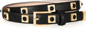Studded Belt for Women Skinny Leather Belt Fashion Punk Thin Ladies Belt for Jeans Pants Dresses